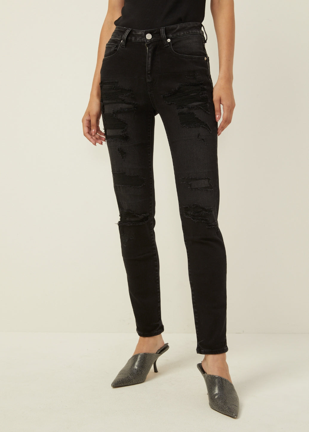 RIPPED BLACK JEANS - CPS Chaps Official Store