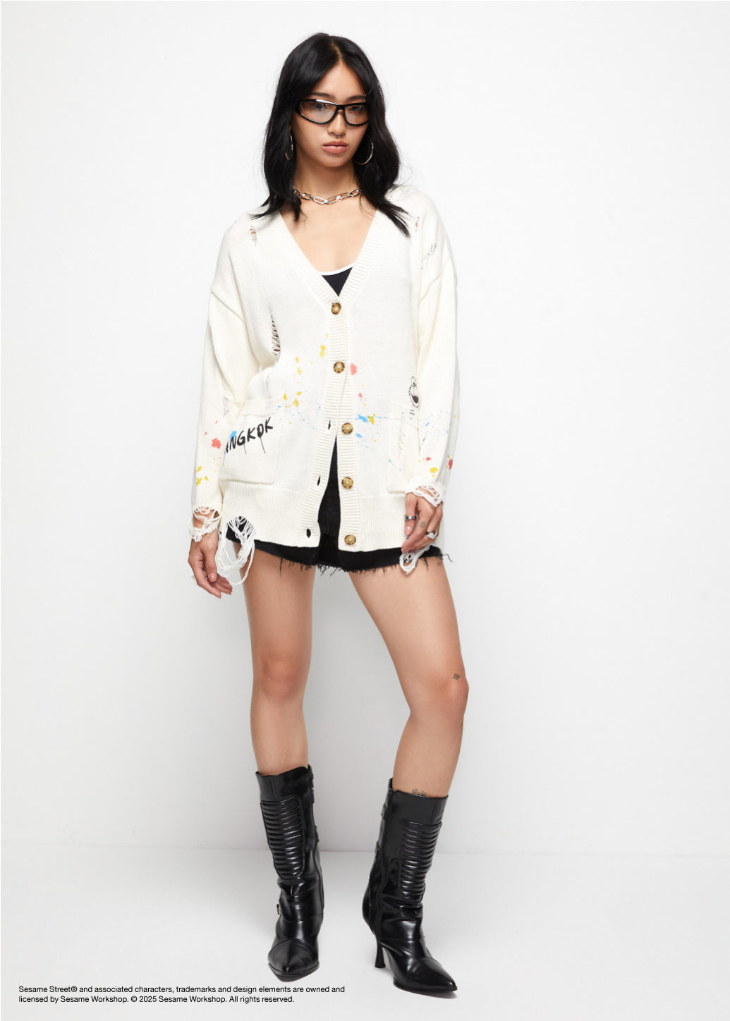DISTRESSED SESAME STREET CARDIGAN - CPS Chaps Official Store