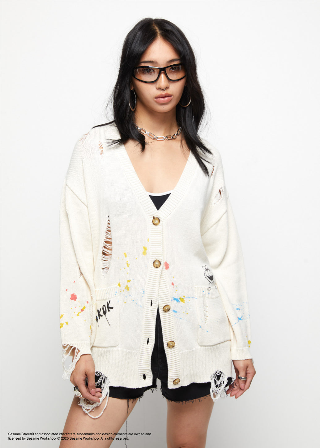 DISTRESSED SESAME STREET CARDIGAN - CPS Chaps Official Store