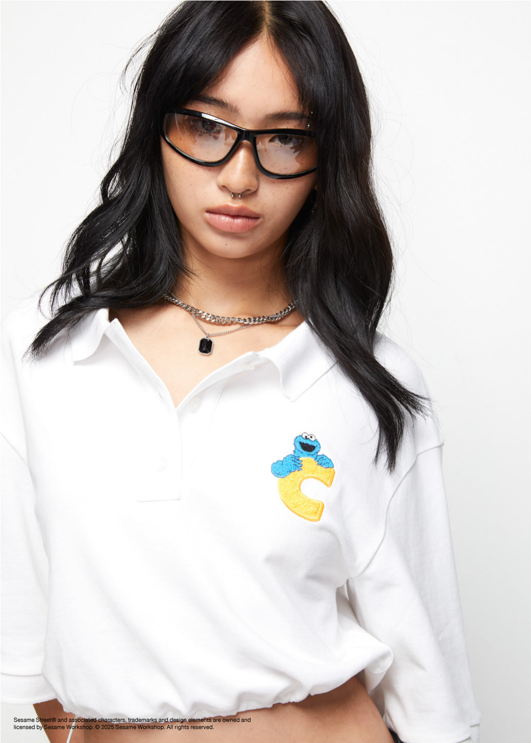 EMBROIDERED SESAME CROPPED POLO - CPS Chaps Official Store
