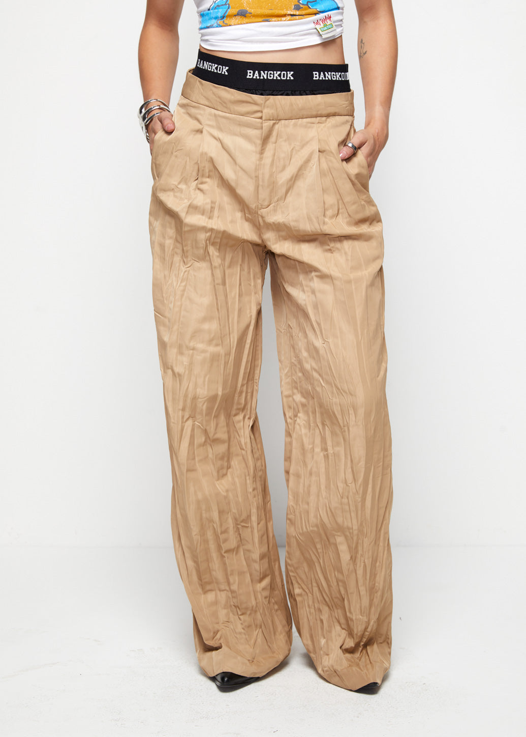 DOUBLE WAIST WRINKLED PANTS - CPS Chaps Official Store