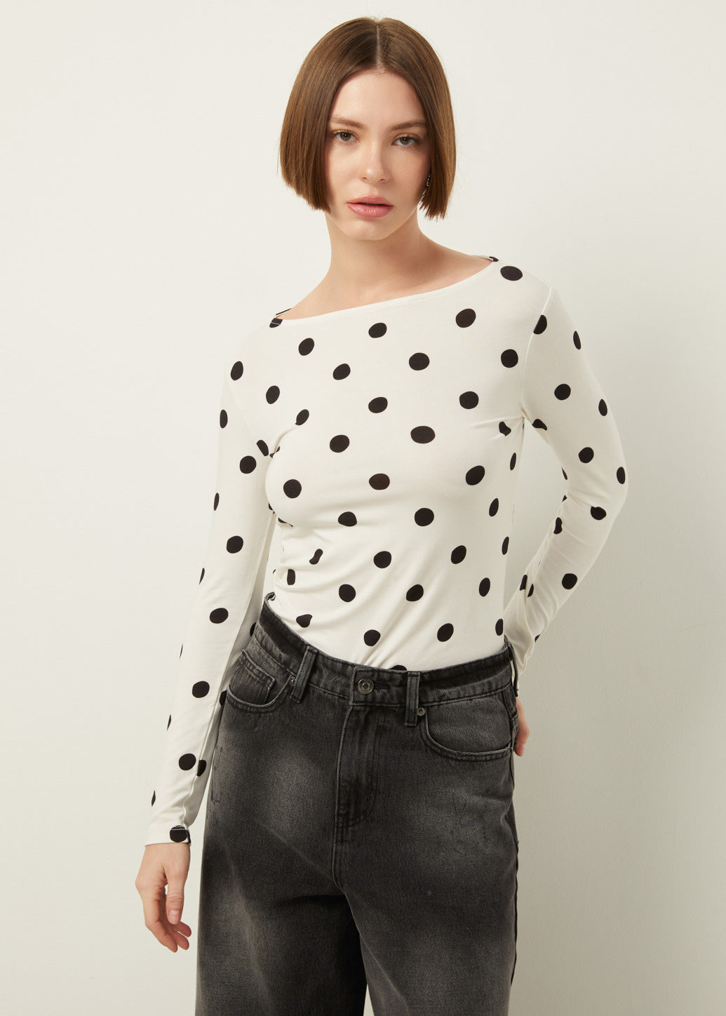 POLKA DOT LONG SLEEVE TOP