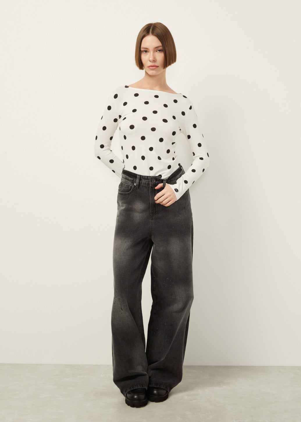 POLKA DOT LONG SLEEVE TOP