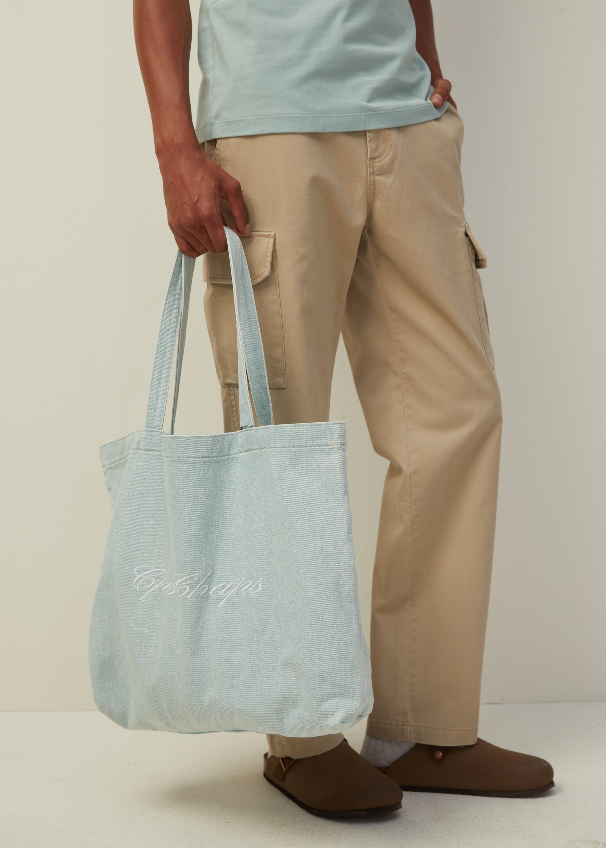 LOGO EMBROIDERED DENIM TOTE BAG - CPS Chaps Official Store