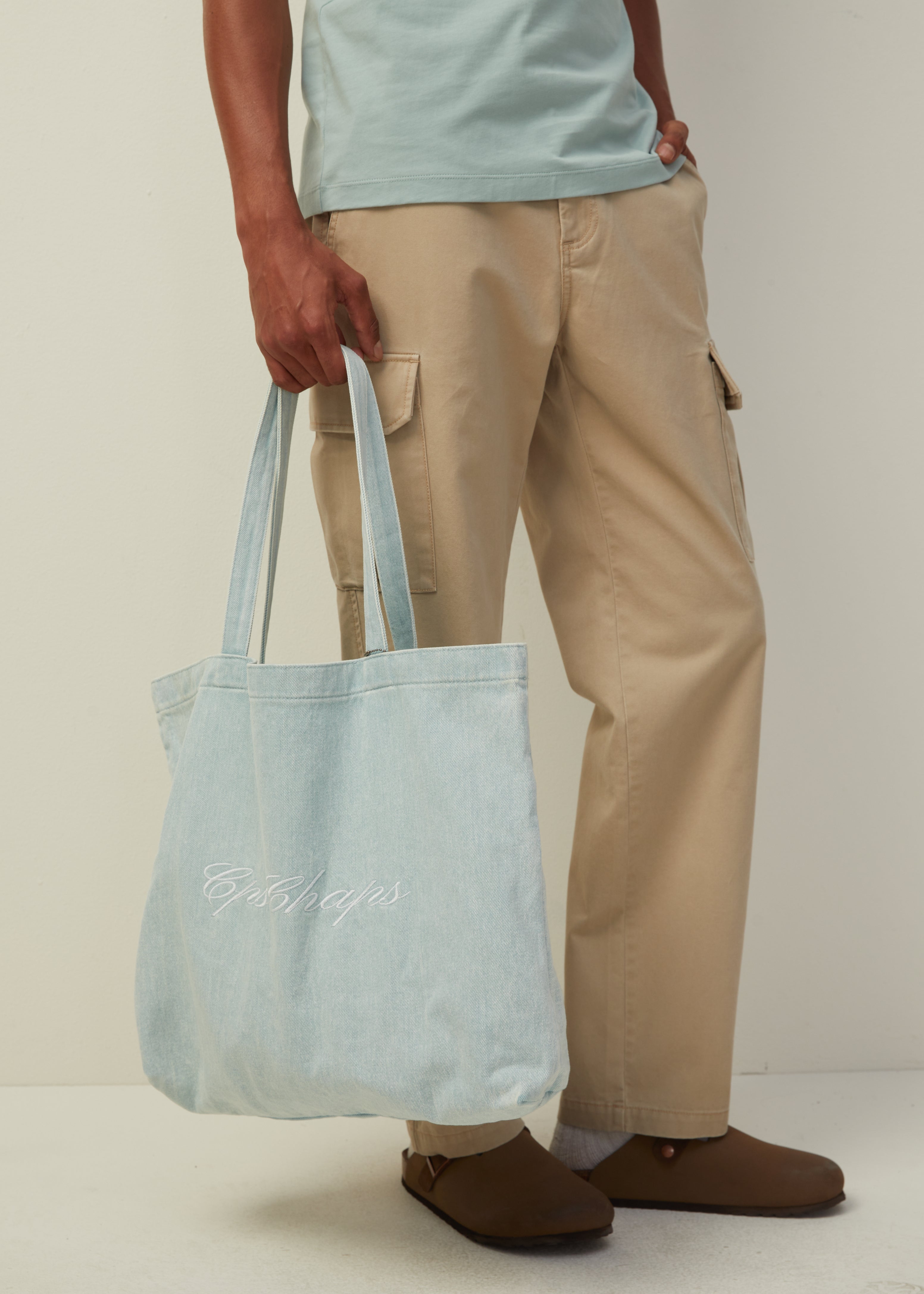 LOGO EMBROIDERED DENIM TOTE BAG - CPS Chaps Official Store