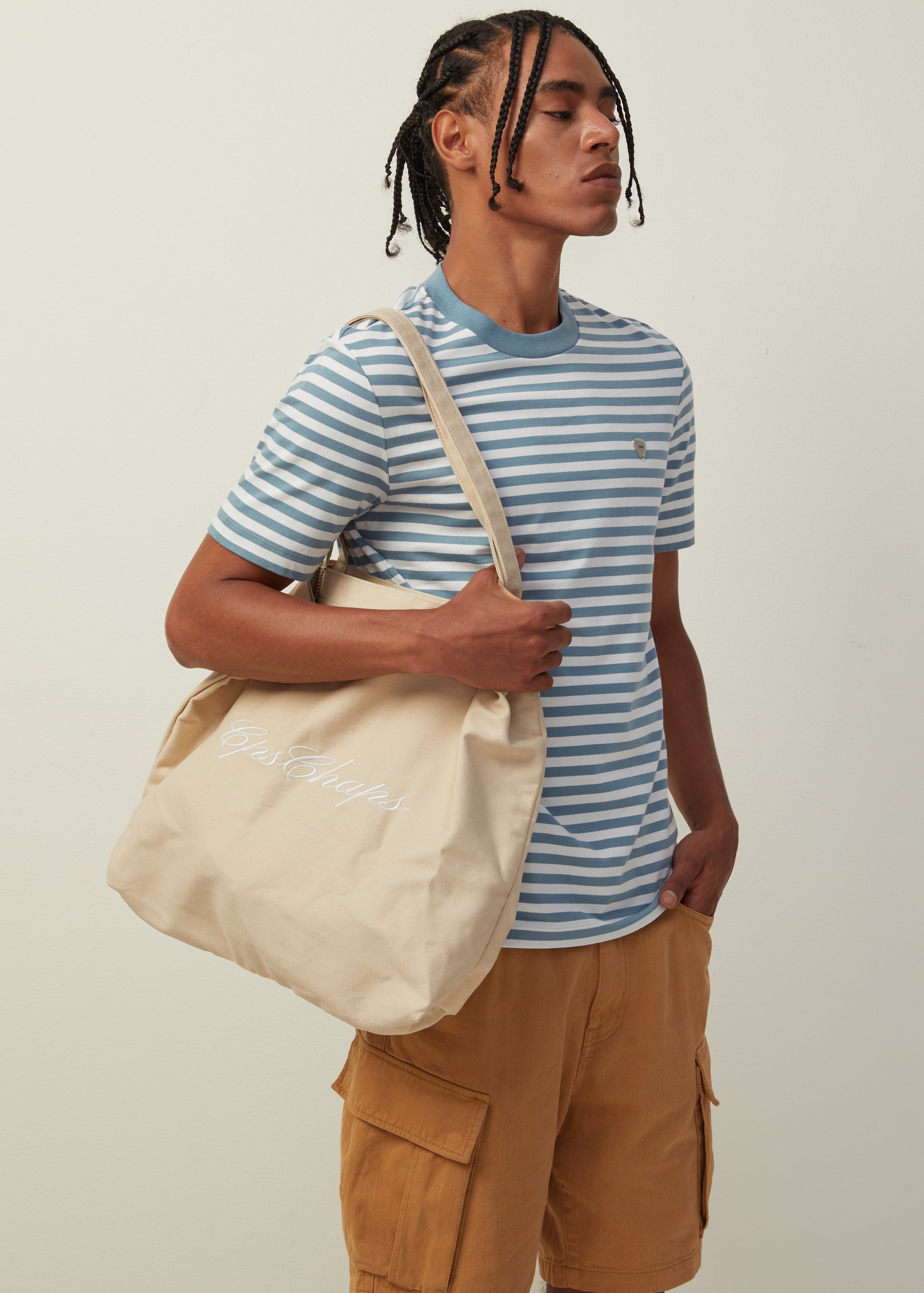 LOGO EMBROIDERED DENIM TOTE BAG - CPS Chaps Official Store