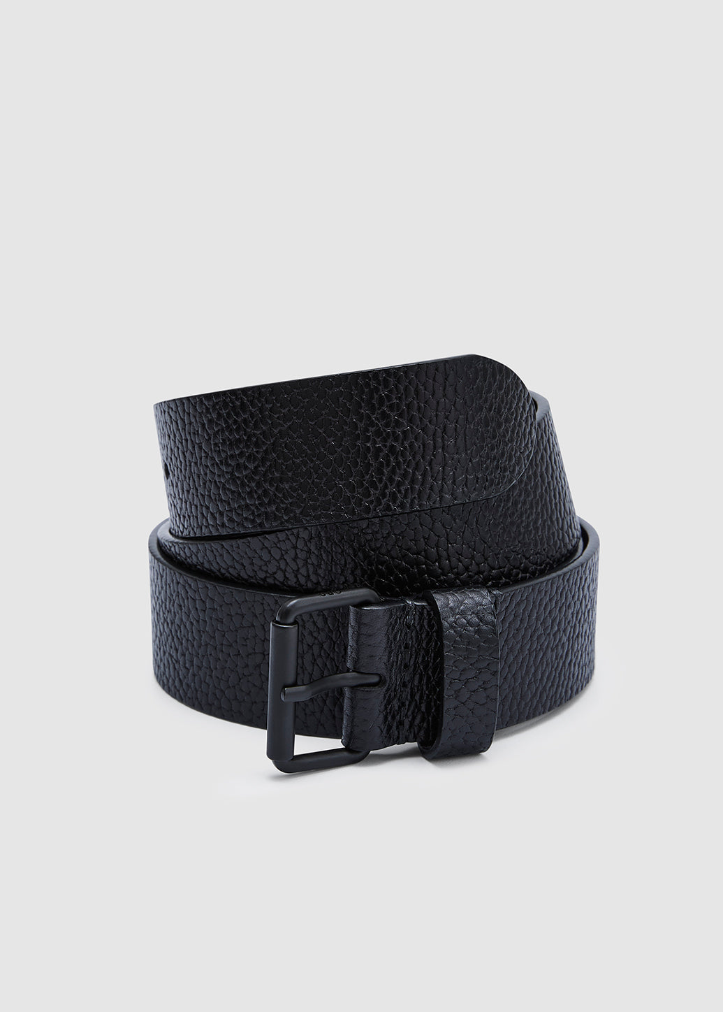 BLACK TEXTURED LEATHER BELT