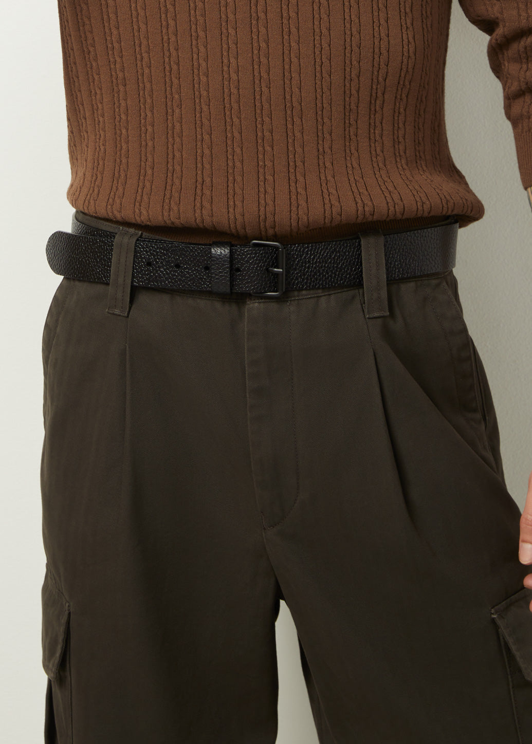 BLACK TEXTURED LEATHER BELT