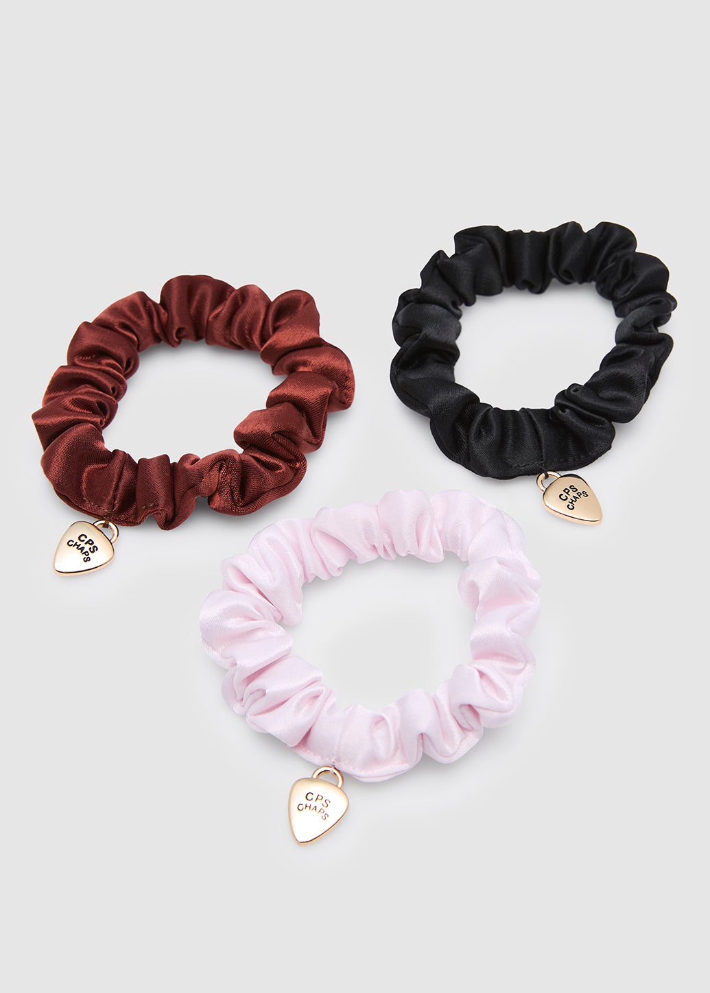 GOLDEN CHARM SATIN SCRUNCHIES