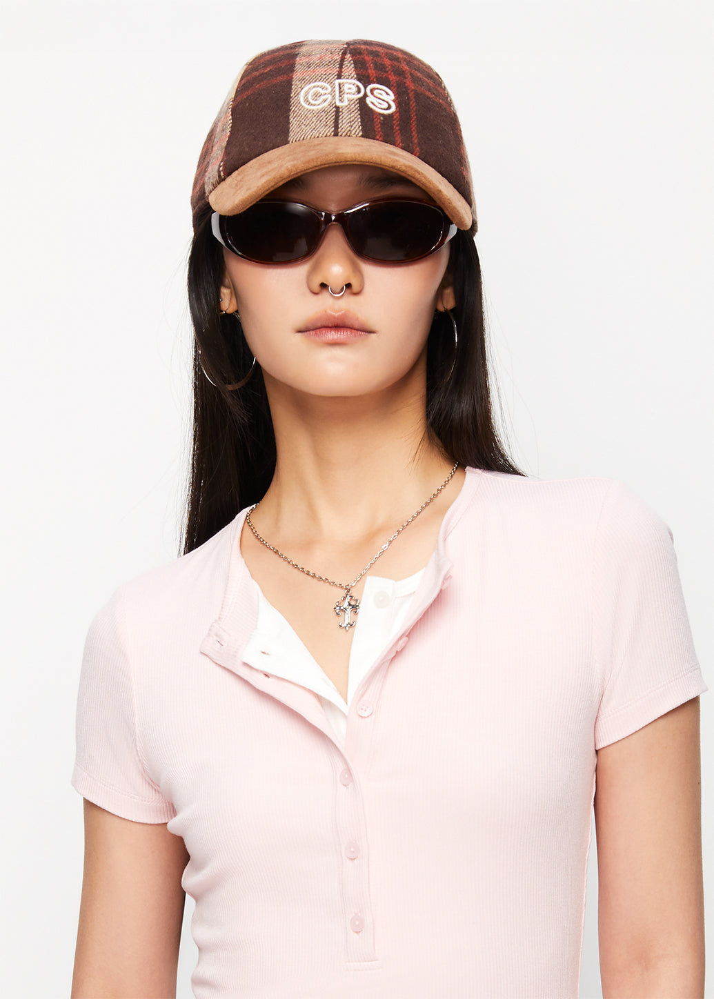 PLAID SUEDE CAP