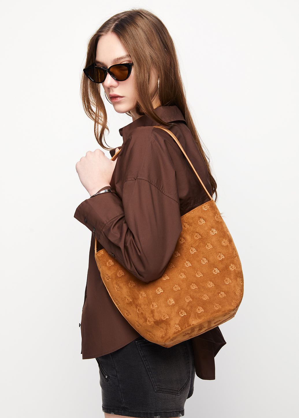 MONOGRAM SUEDE BUCKET BAG