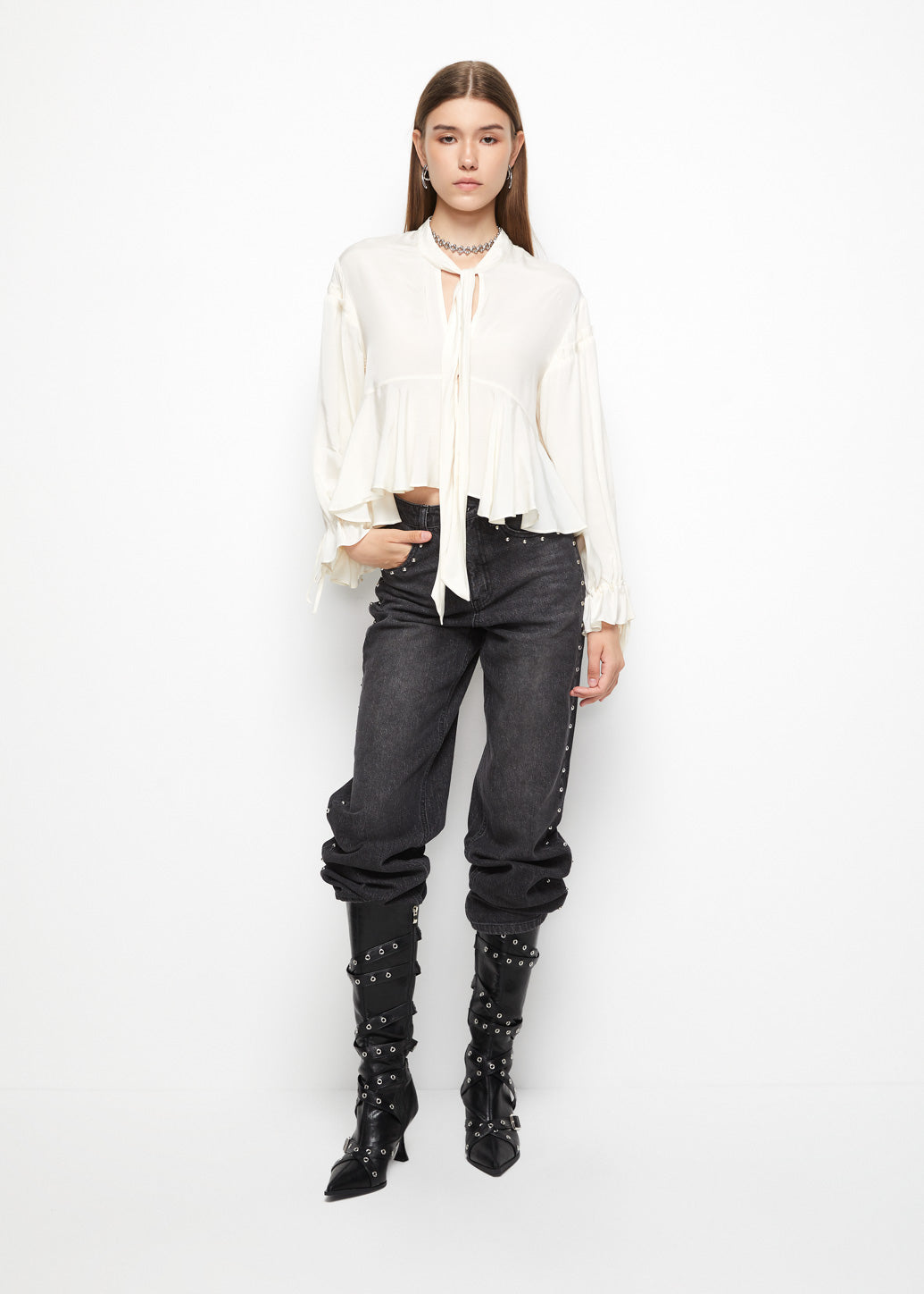 RUFFLED HEM BLOUSE - CPS Chaps Official Store