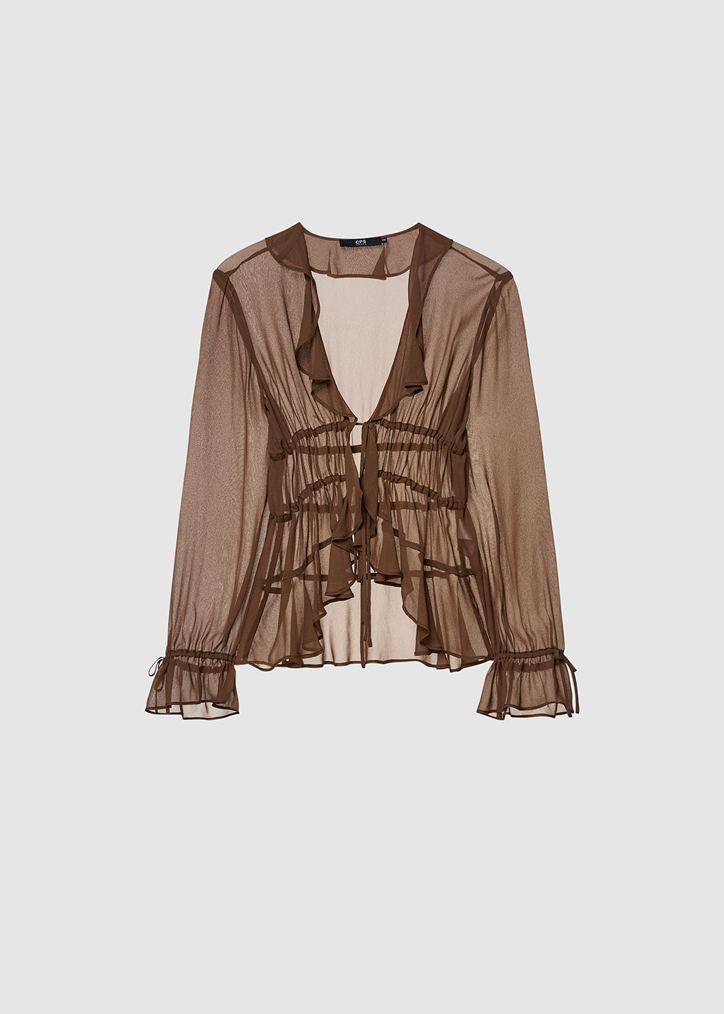 BROWN RUFFLE BLOUSE - CPS Chaps Official Store