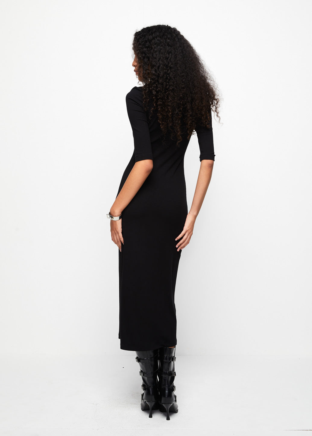 BLACK SLIT MAXI DRESS