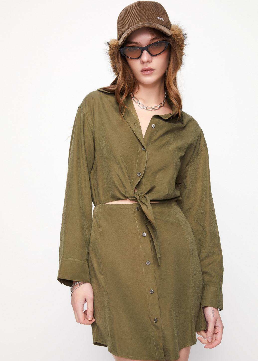 LONG SLEEVE TIE-WAIST DRESS
