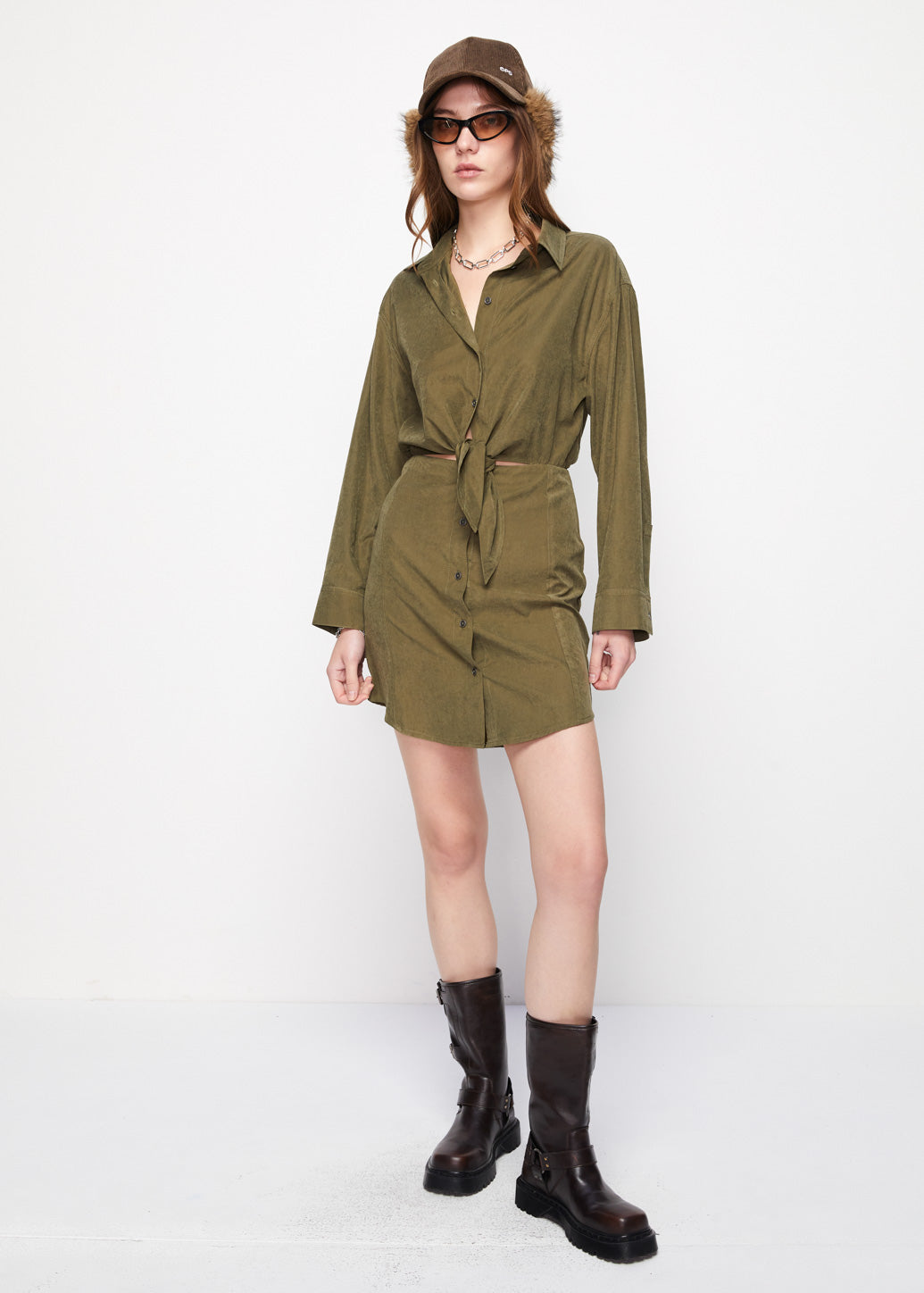 LONG SLEEVE TIE-WAIST DRESS