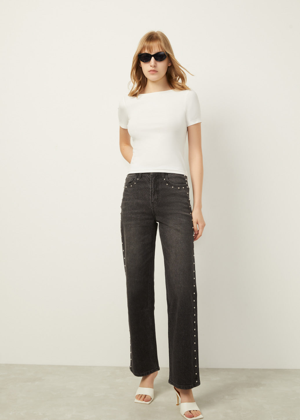 STUDDED BLACK JEANS