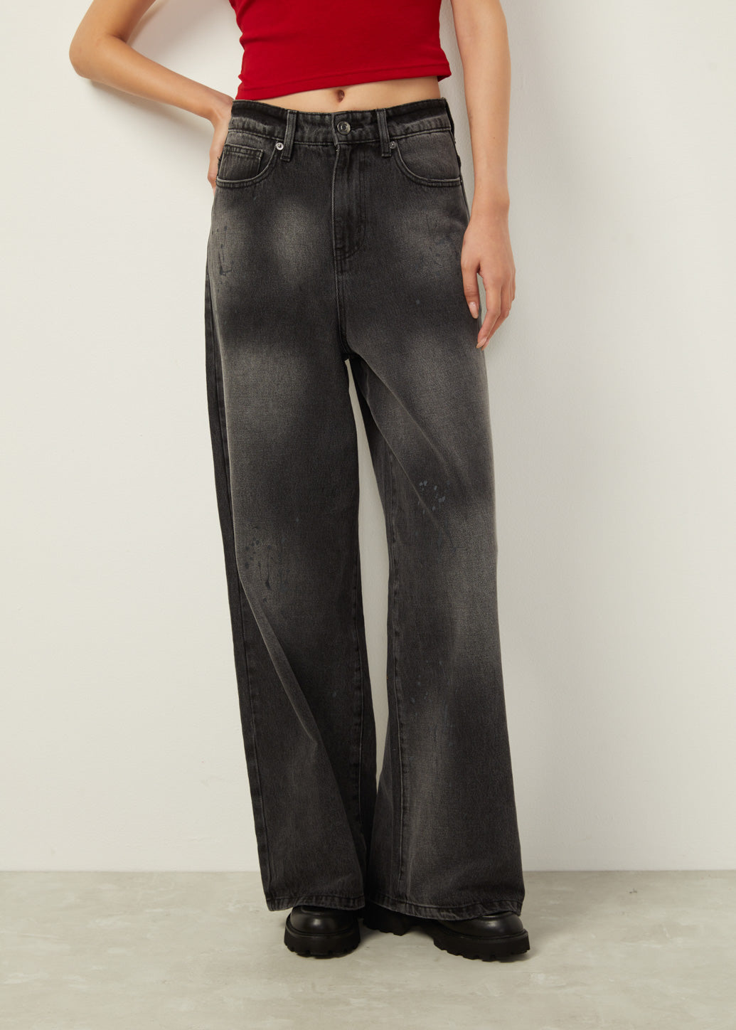 SUPERWIDE LEG WASHED JEANS