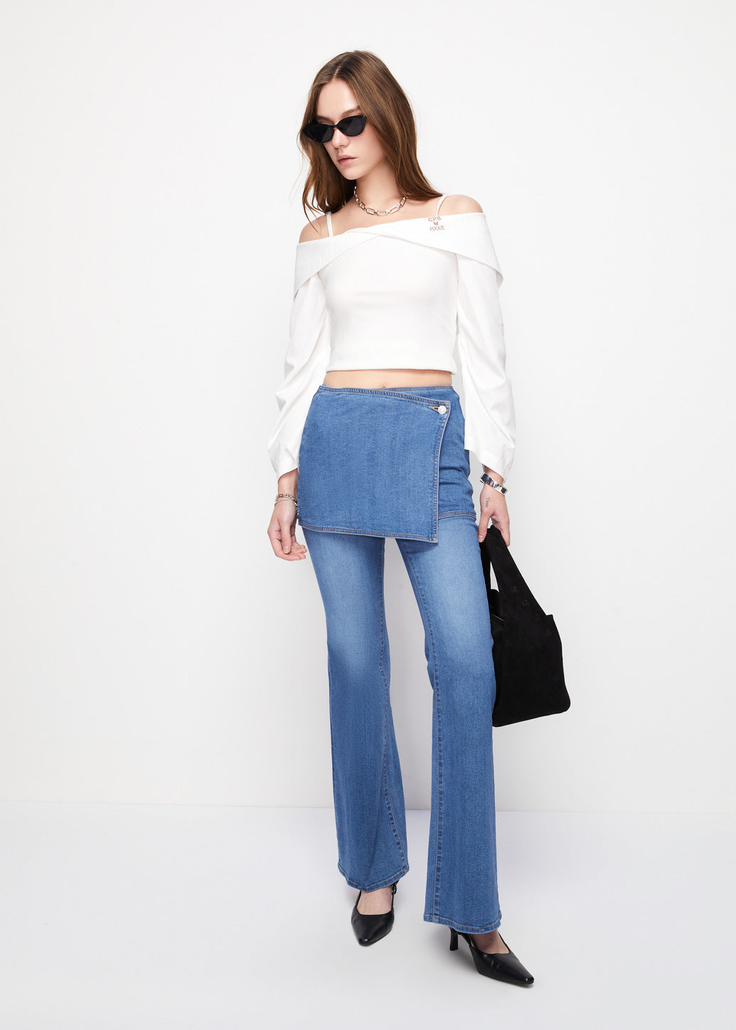 PIXXIE OVERLAY JEANS PANTS