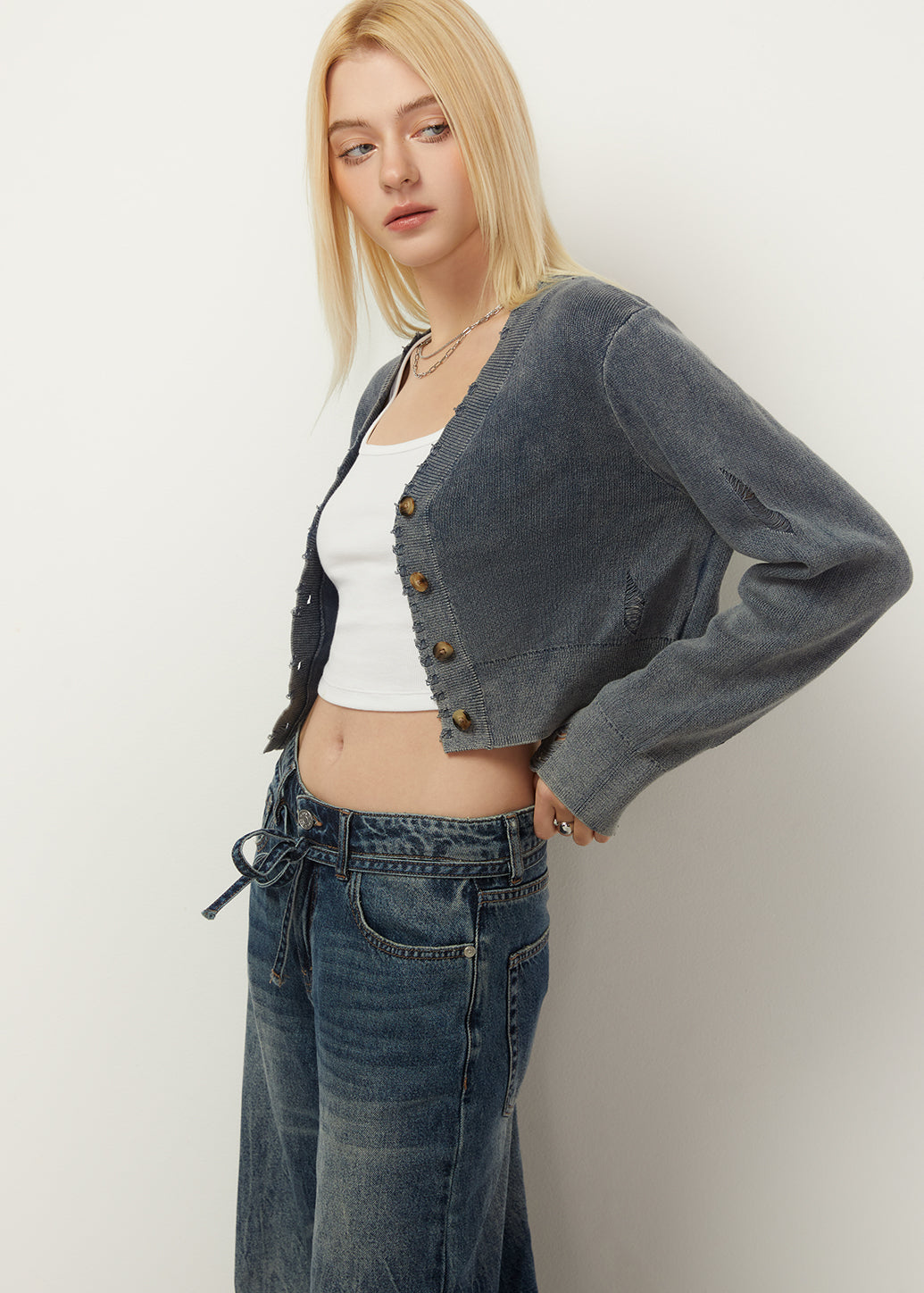 KNITTED WASH CARDIGAN