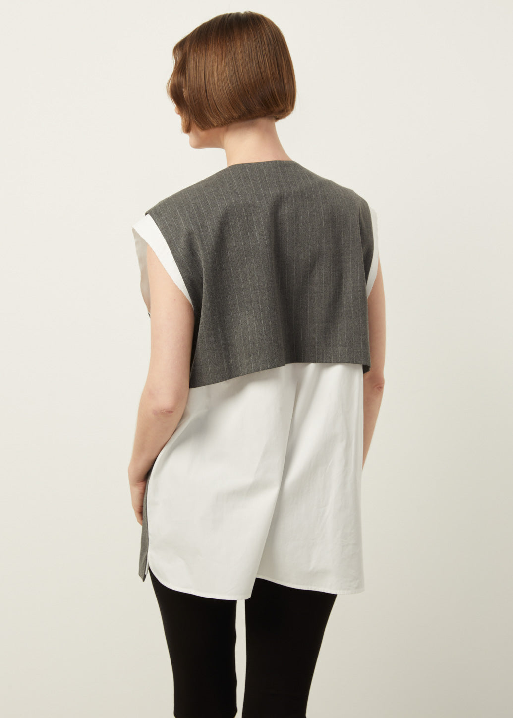 PINSTRIPE SLEEVELESS BLAZER