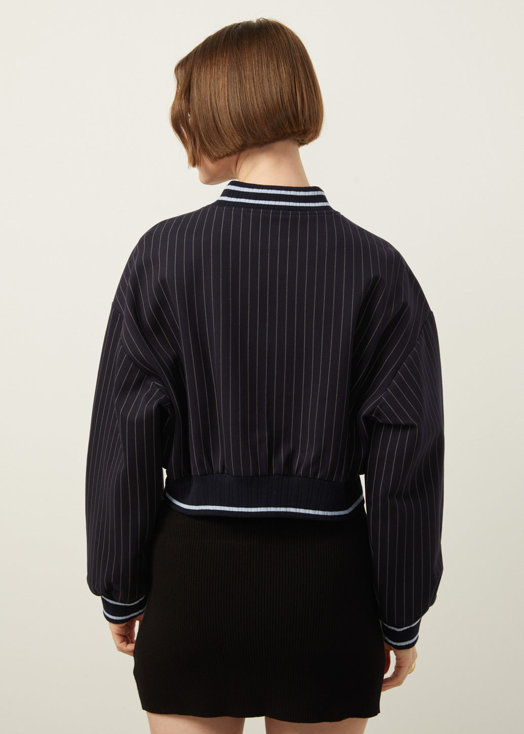 PINSTRIPE BOMBER JACKET