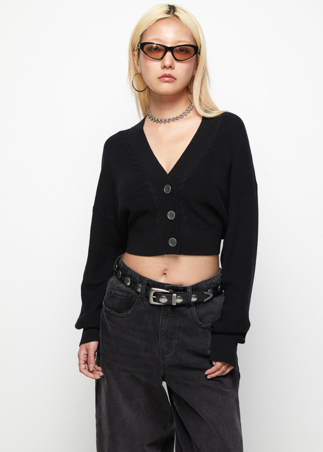 BASIC CROPPED KNITTED CARDIGAN - CPS Chaps Official Store