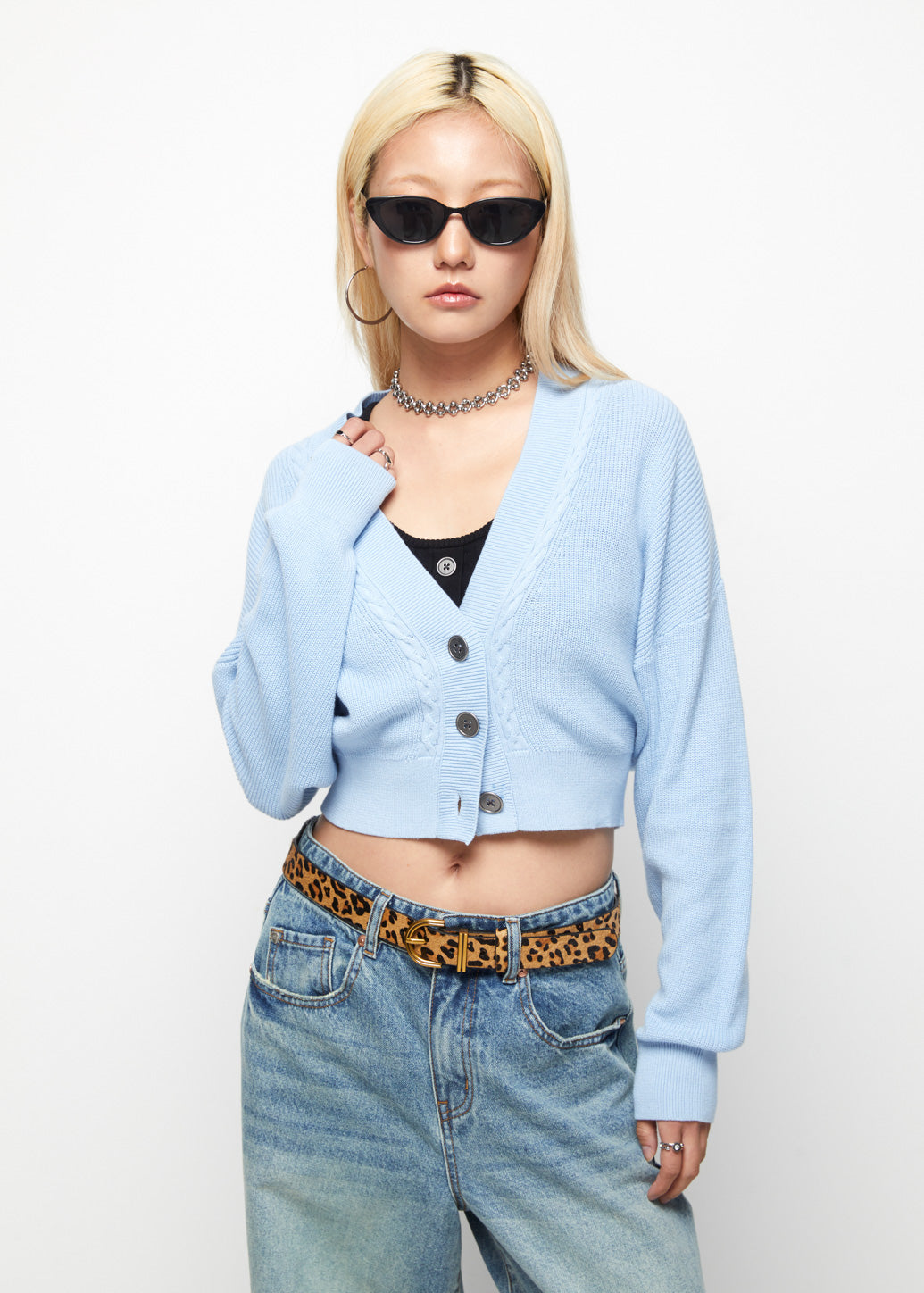 BASIC CROPPED KNITTED CARDIGAN - CPS Chaps Official Store