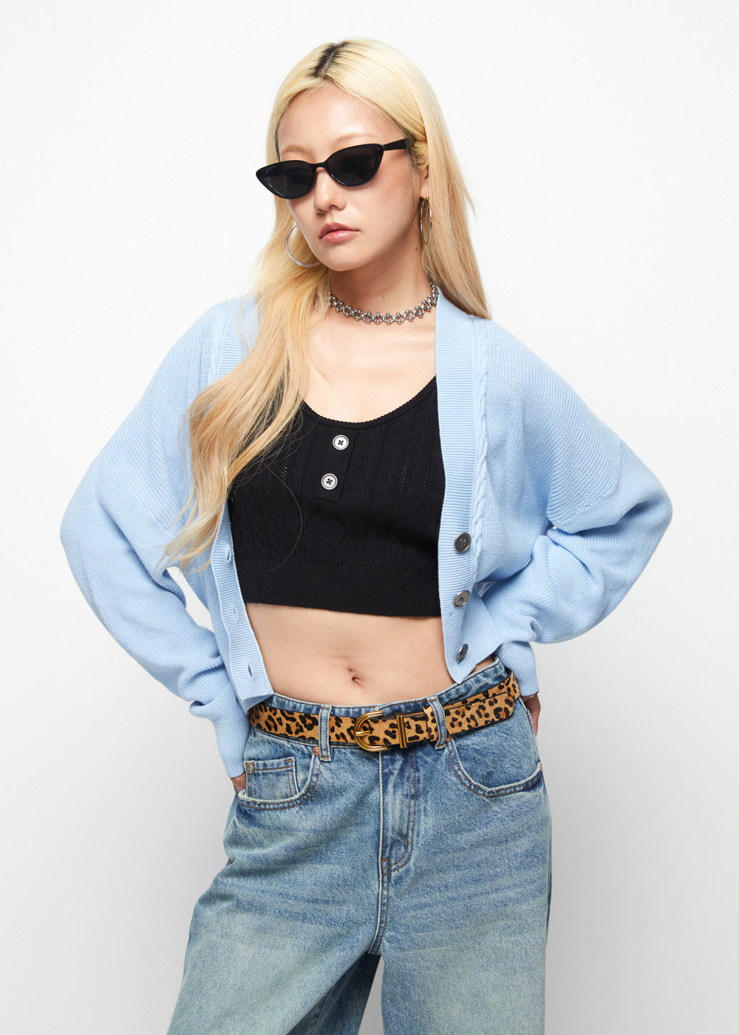 BASIC CROPPED KNITTED CARDIGAN - CPS Chaps Official Store