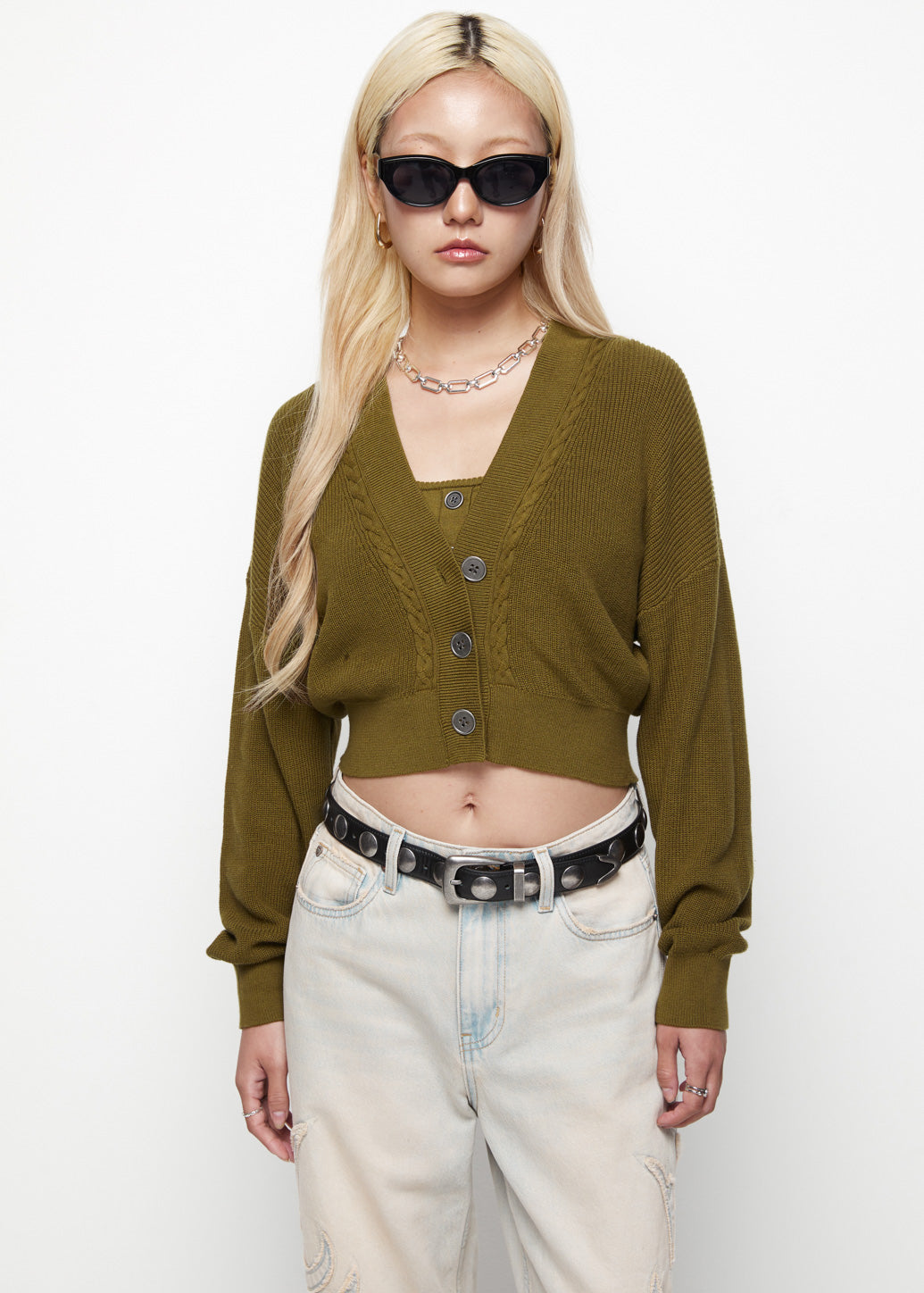 BASIC CROPPED KNITTED CARDIGAN - CPS Chaps Official Store