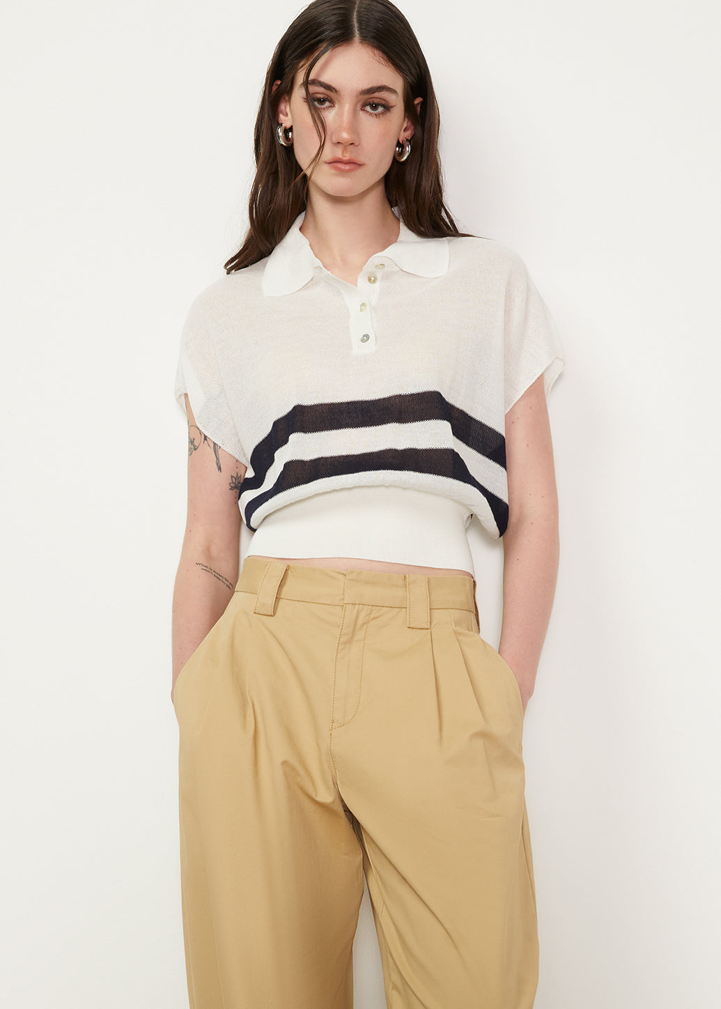STRIPED CROP POLO - CPS Chaps Official Store