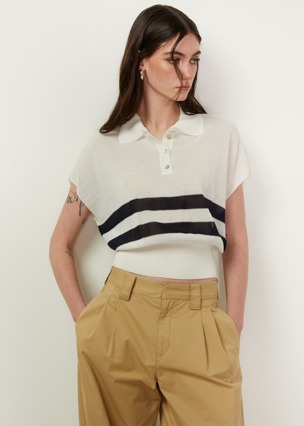 STRIPED CROP POLO - CPS Chaps Official Store