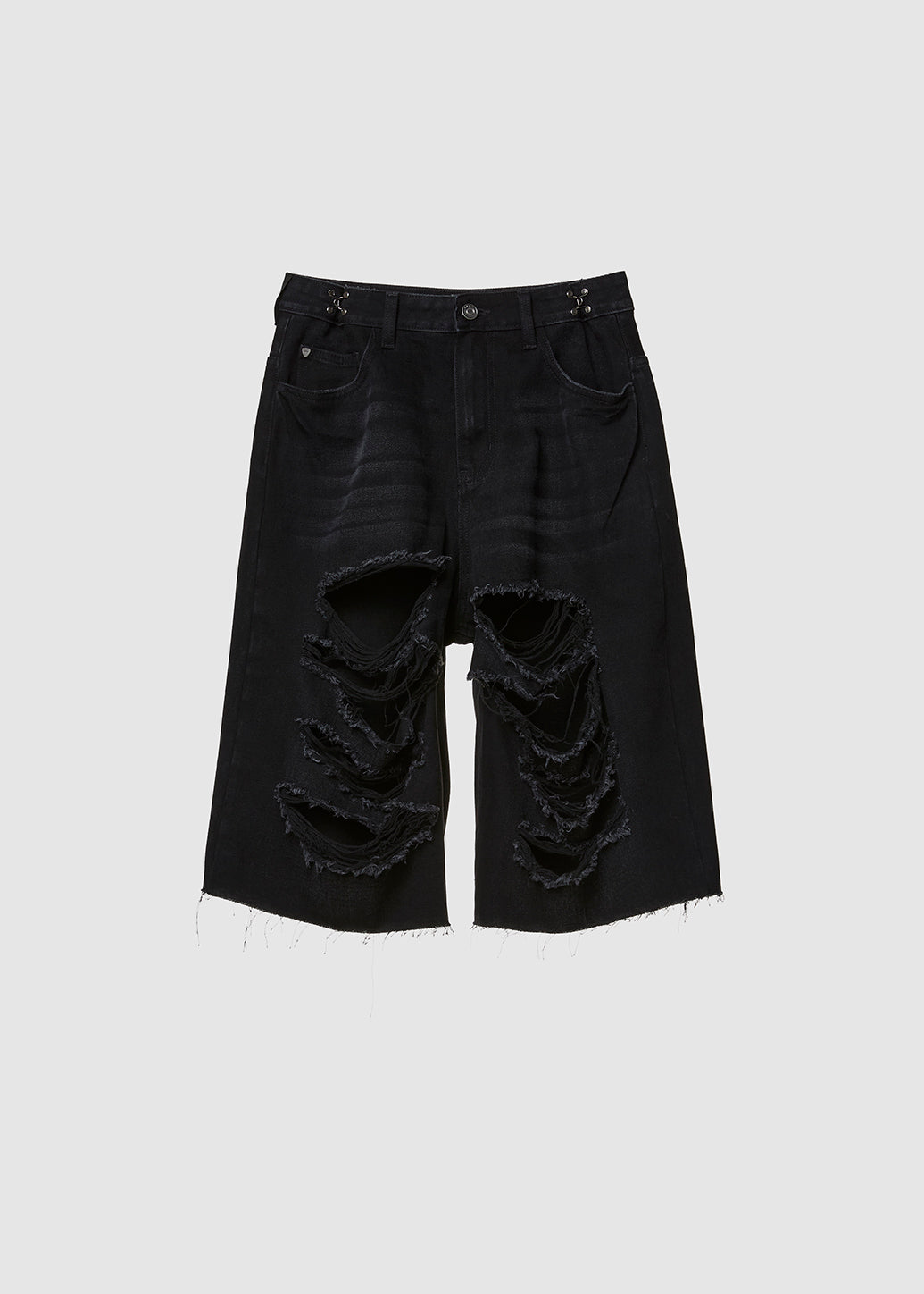 BLACK RIPPED JEANS SHORTS - CPS Chaps Official Store