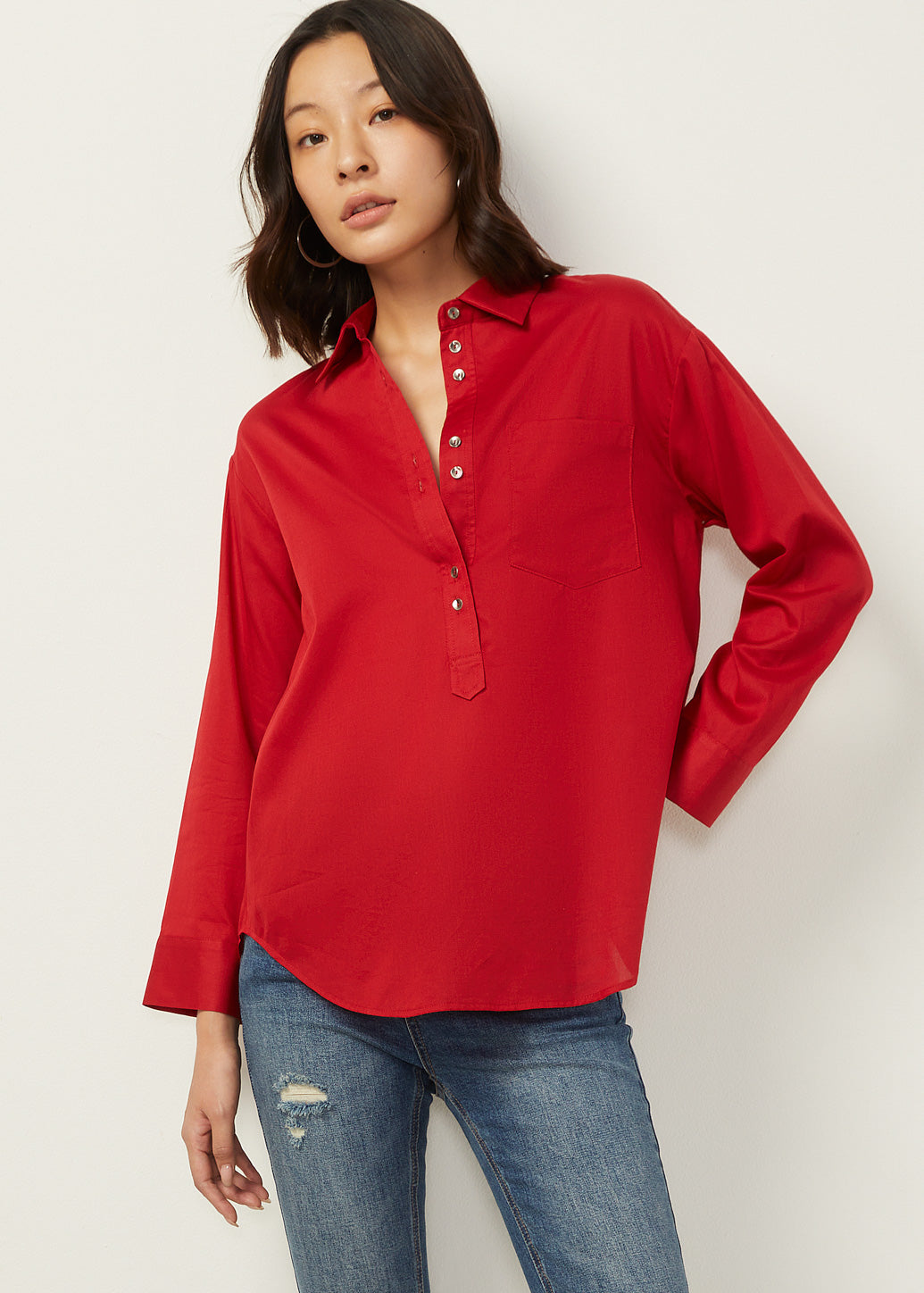 OVERSIZED HALF-BUTTON SHIRT