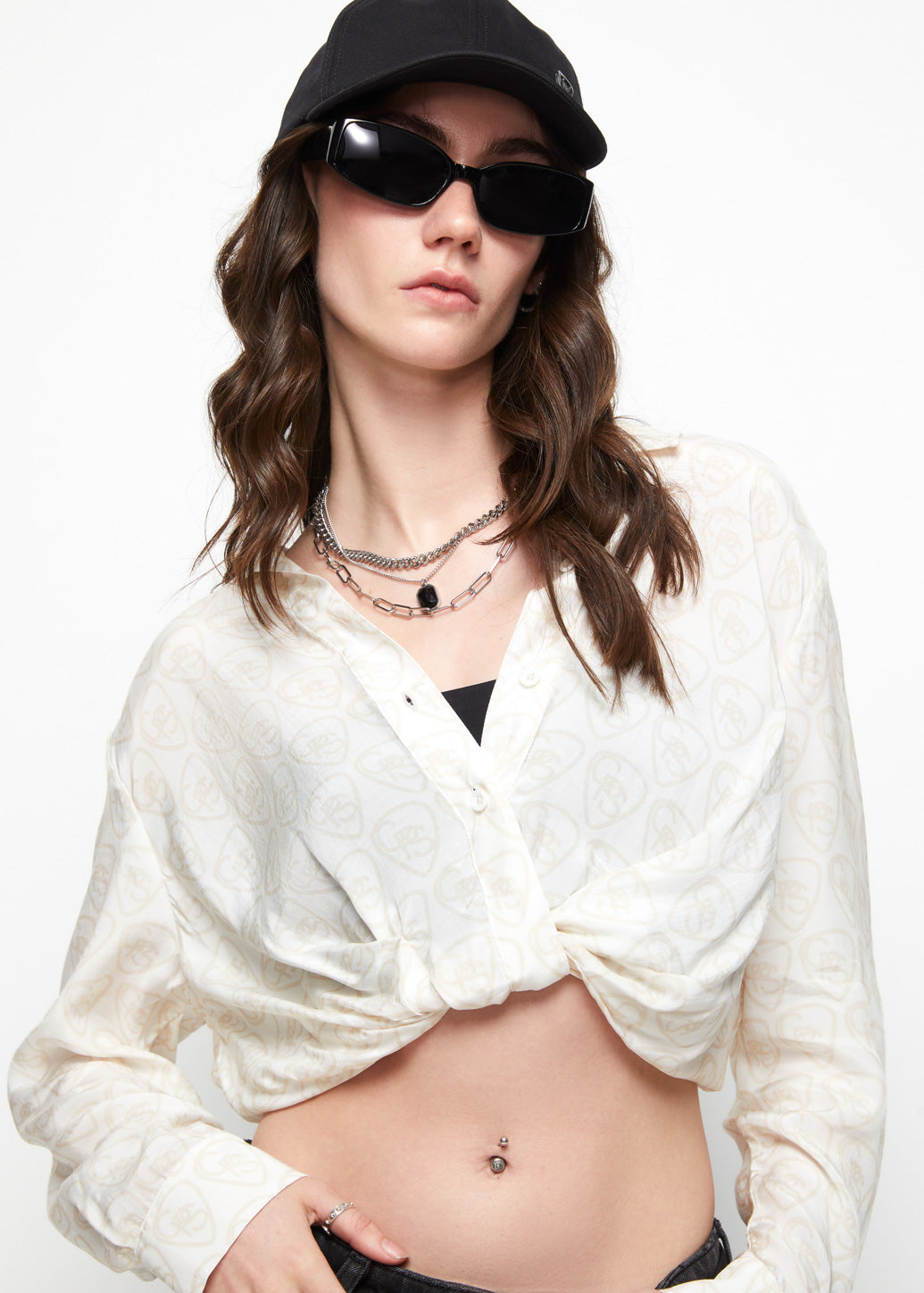 MONOGRAM TWIST-FRONT SHIRT - CPS Chaps Official Store