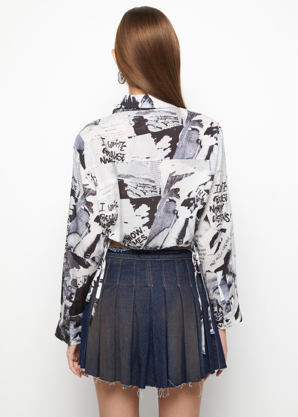 NEWSPAPER PRINTED BLOUSE - CPS Chaps Official Store