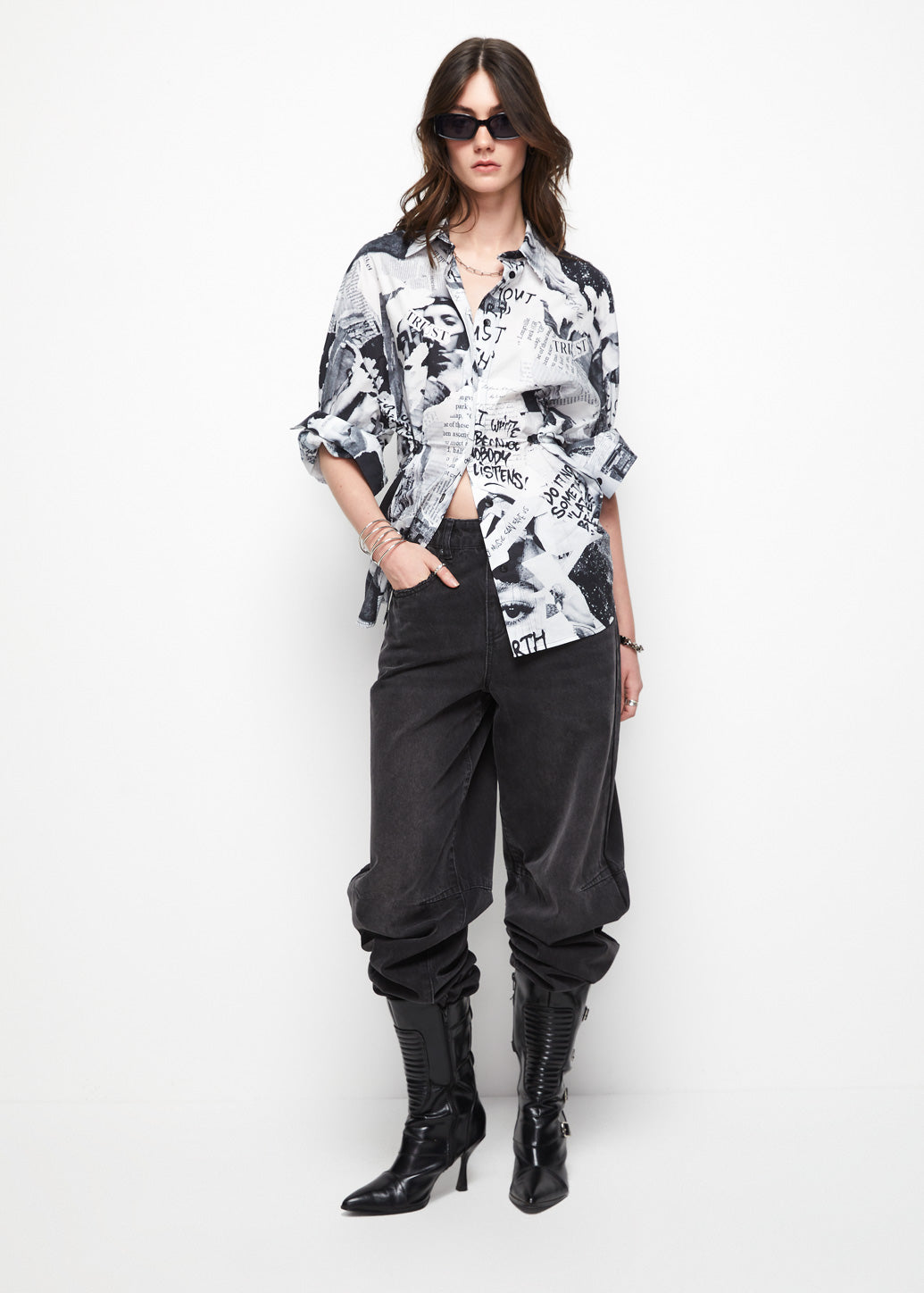 NEWSPAPER BUTTONED SIDE SHIRT - CPS Chaps Official Store