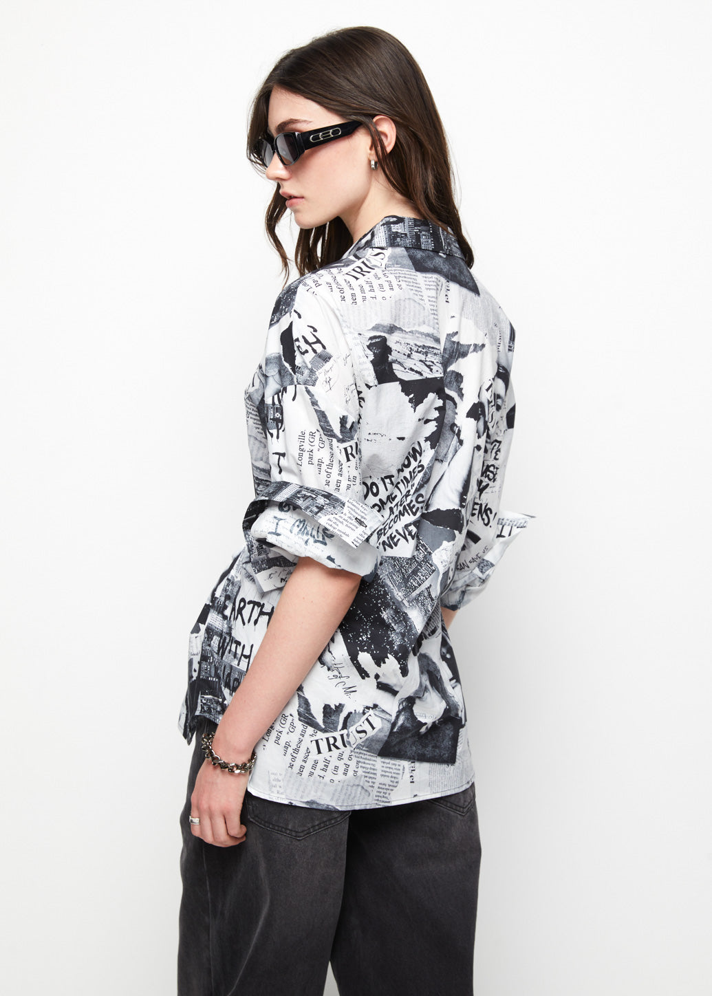 NEWSPAPER BUTTONED SIDE SHIRT - CPS Chaps Official Store