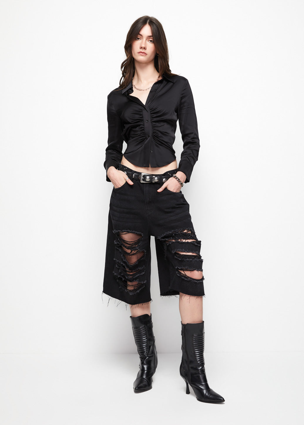 SATIN RUCHED BLOUSE - CPS Chaps Official Store
