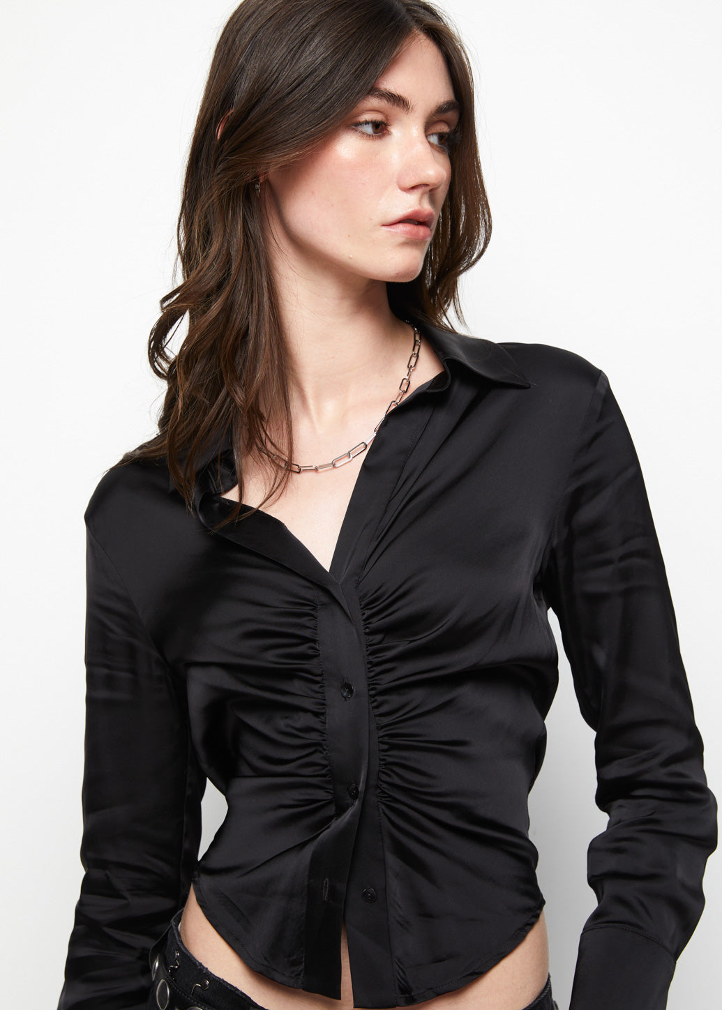 SATIN RUCHED BLOUSE - CPS Chaps Official Store