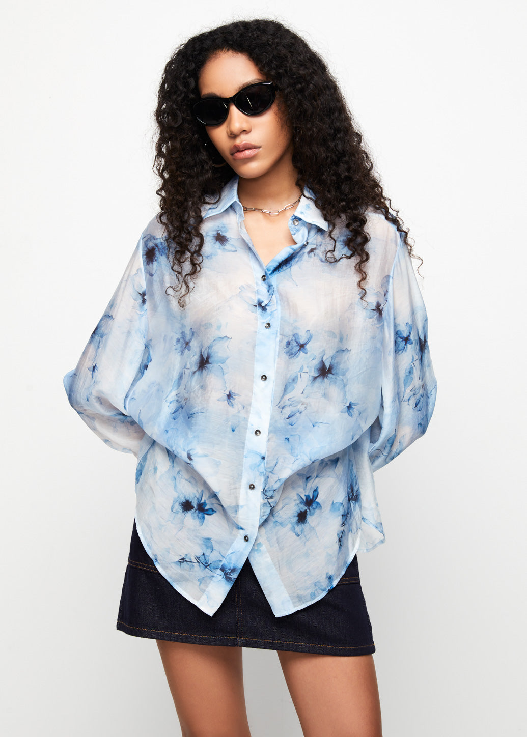 FLORAL BLUE PRINTED SHIRT