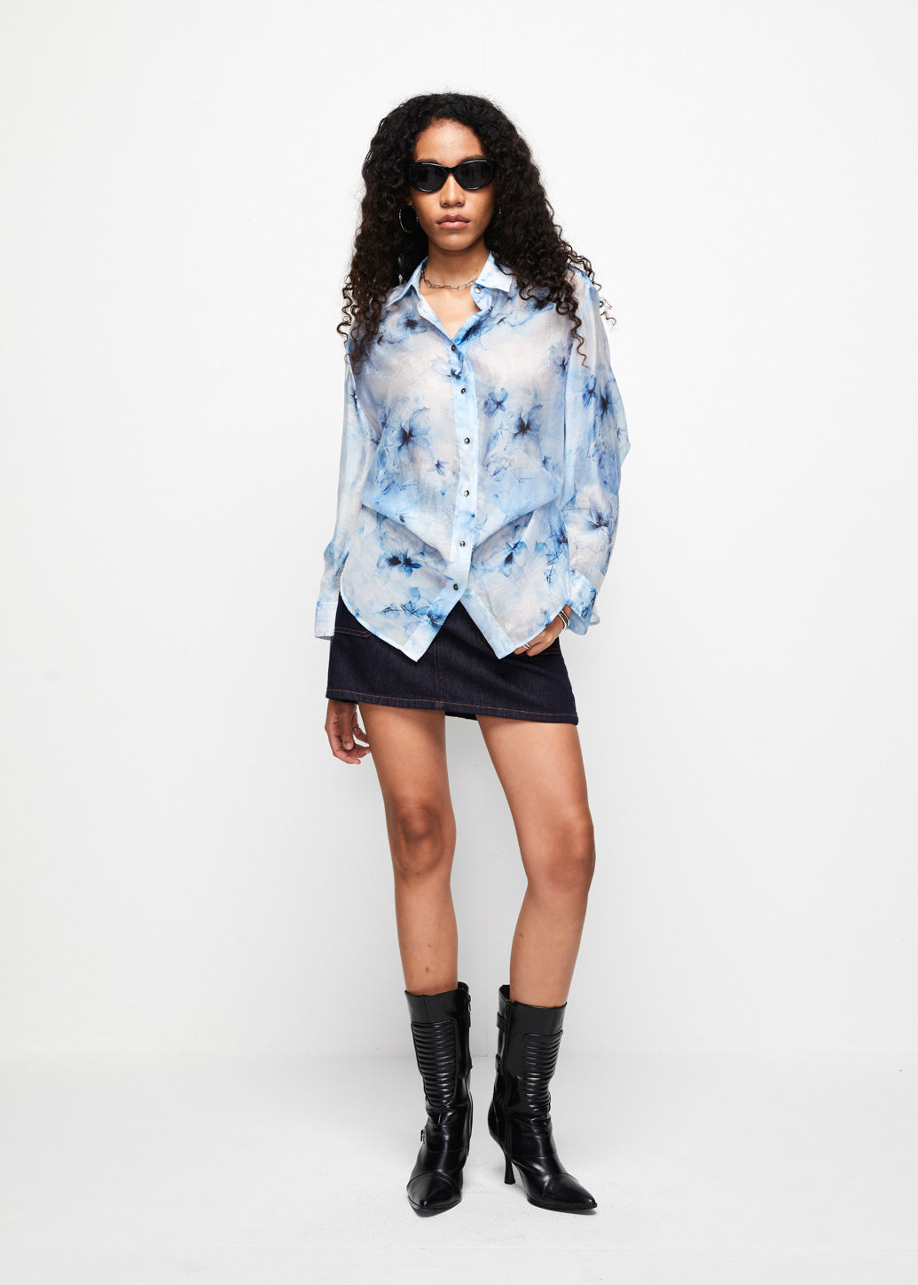 FLORAL BLUE PRINTED SHIRT