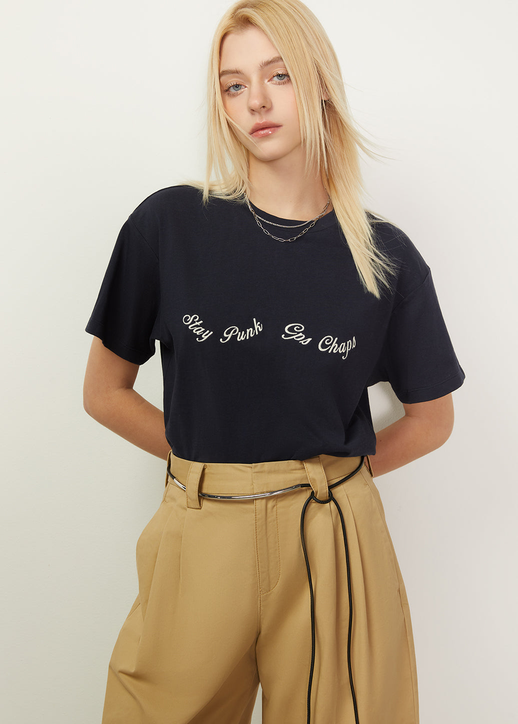 EMBROIDERED TEXT TEE - CPS Chaps Official Store
