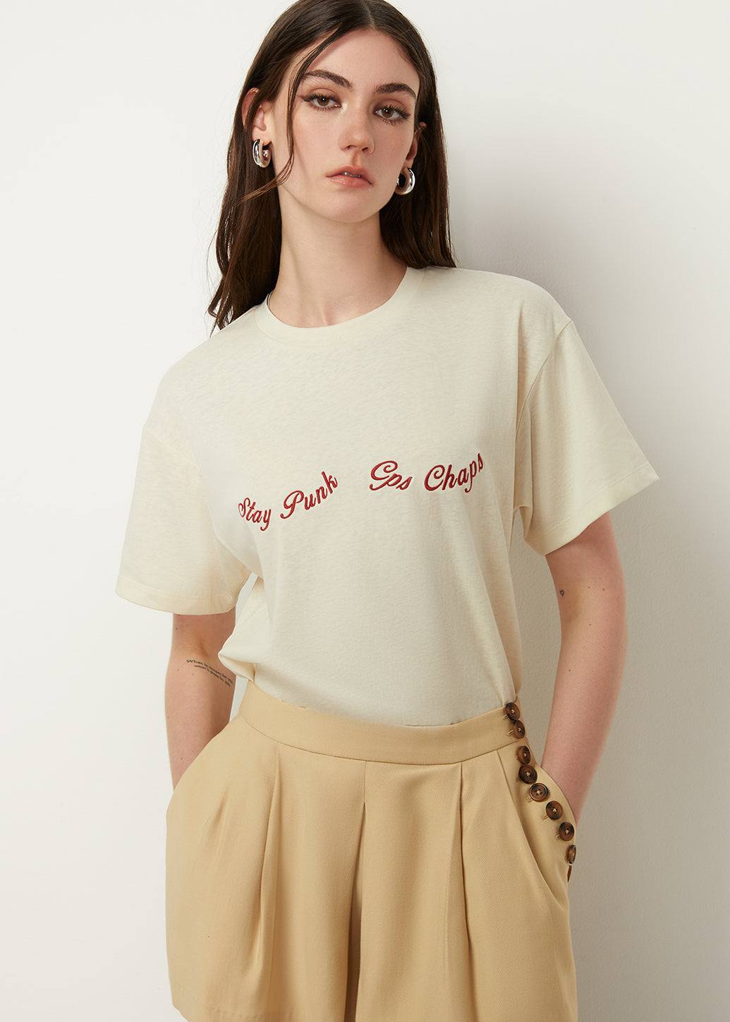 EMBROIDERED TEXT TEE - CPS Chaps Official Store