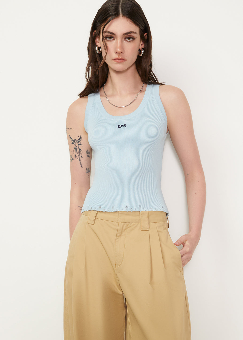 DISTRESSED HEM TANK TOP - CPS Chaps Official Store