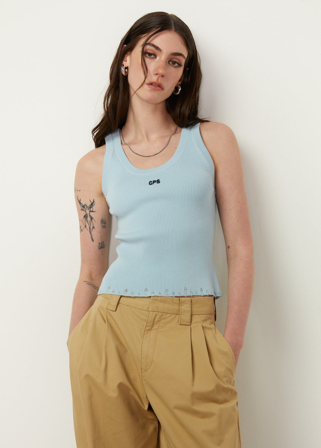 DISTRESSED HEM TANK TOP - CPS Chaps Official Store