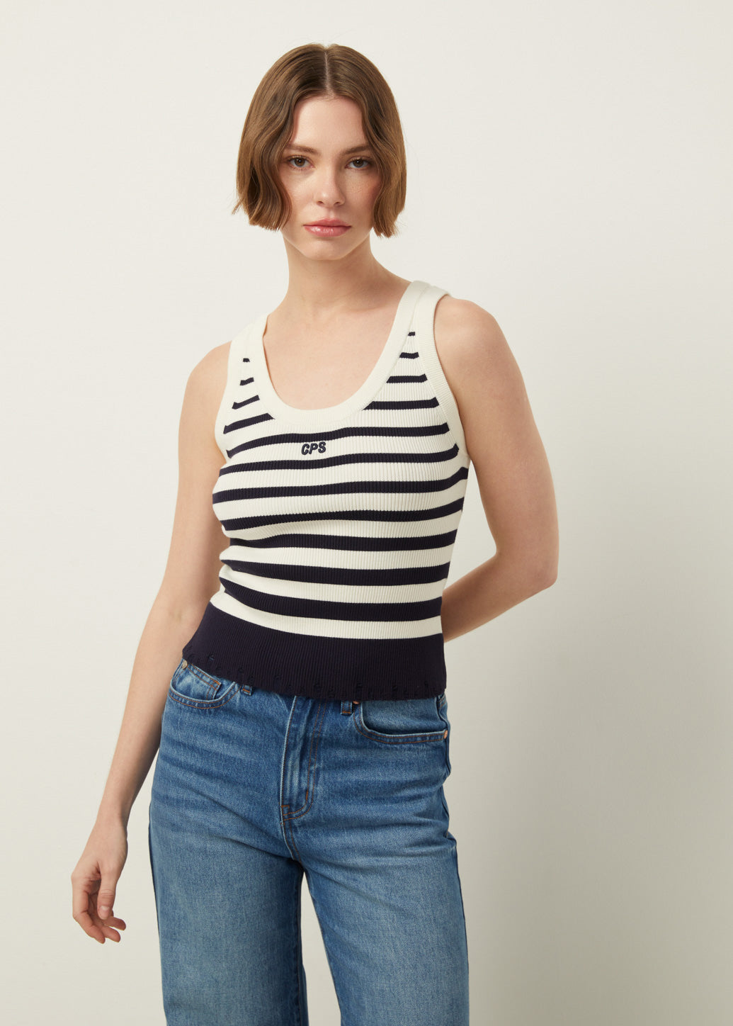 DISTRESSED STRIPE TANK TOP - CPS Chaps Official Store