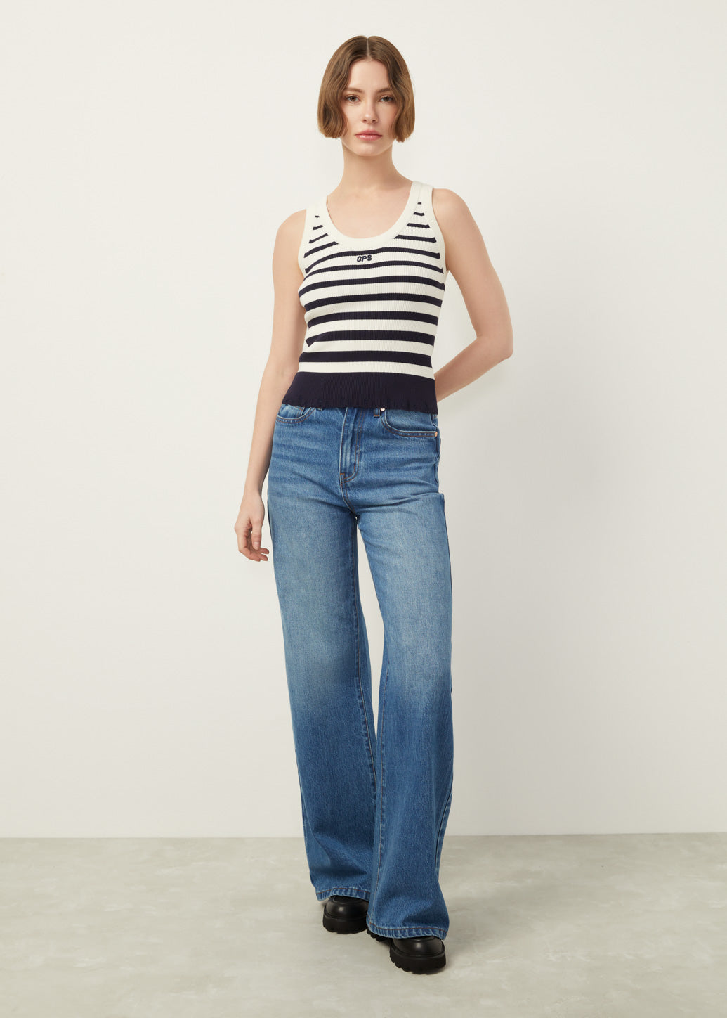 DISTRESSED STRIPE TANK TOP - CPS Chaps Official Store