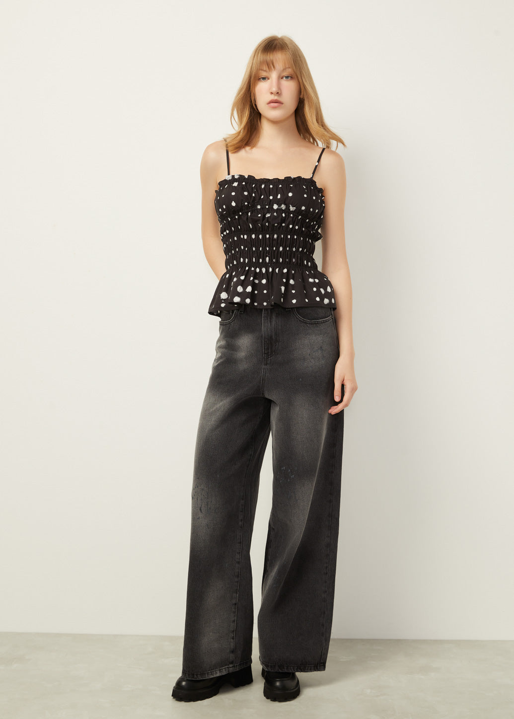 SMOCKED CAMISOLE TOP