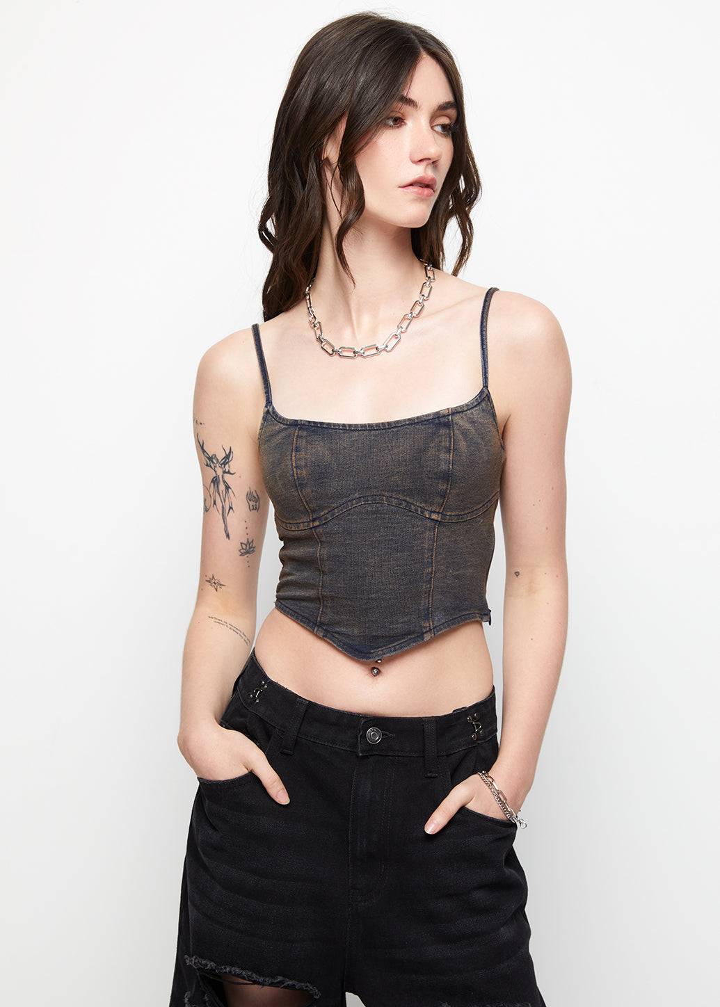 DENIM CROPPED CAMISOLE